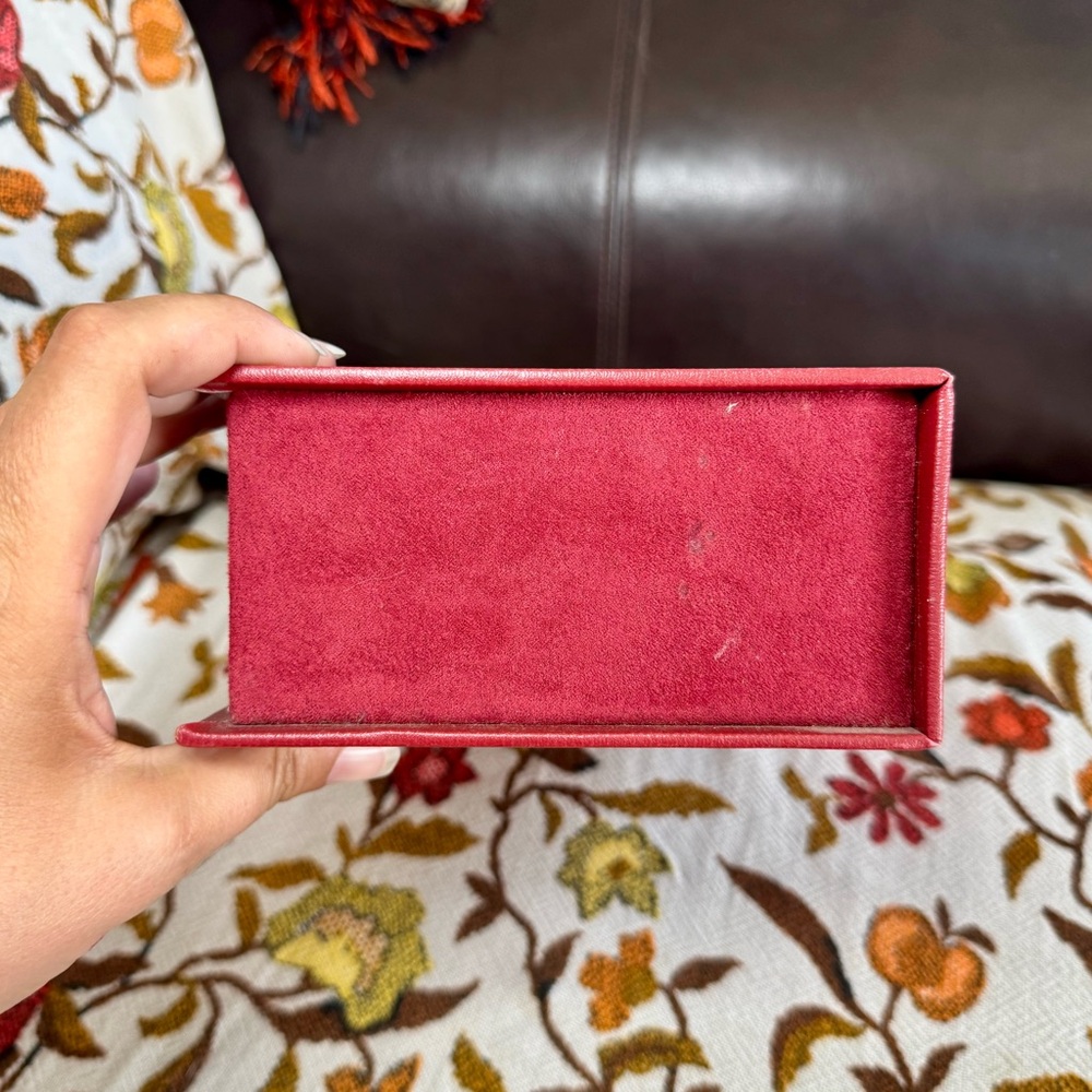 Antique Luxurious Red Velvet Storage Box with Hinged Lid - Picture 9 of 14